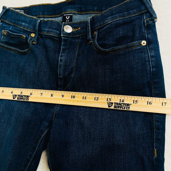 True Religion Halle Mid Rise Super Skinny Jeans Womens Size 27 Dark Wash Stretch - Picture 5 of 16